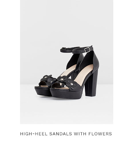 HIGH-HEEL SANDALS WITH FLOWERS