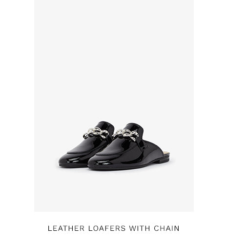 LEATHER LOAFERS WITH CHAIN - BLACK
