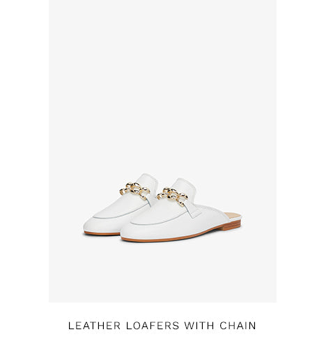 LEATHER LOAFERS WITH CHAIN - WHITE